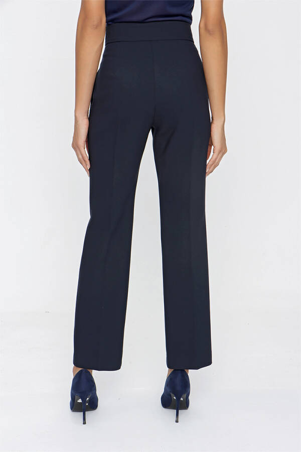Lacivert Nervürlü Düz Kesim Pantolon - 6