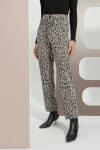 Gri Leopar Desen Rahat Kesim Örme Pantolon - 4