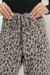 Gri Leopar Desen Rahat Kesim Örme Pantolon - 5
