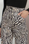 Renkli Zebra Desen Kadife Pantolon - 5