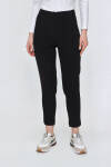 Siyah Arka Bel Lastikli Dokulu Kumaş Pantolon - 3
