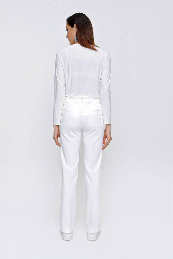 Ekru Boru Paça Pantolon - 6