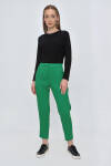 Yeşil Arka Bel Lastikli Dokulu Kumaş Pantolon - 1