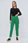 Yeşil Arka Bel Lastikli Dokulu Kumaş Pantolon - 2