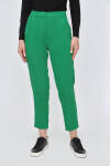 Yeşil Arka Bel Lastikli Dokulu Kumaş Pantolon - 3