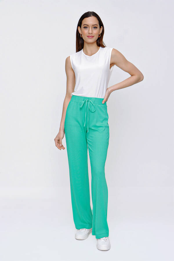 Yeşil Fitilli Örme Pantolon - 3