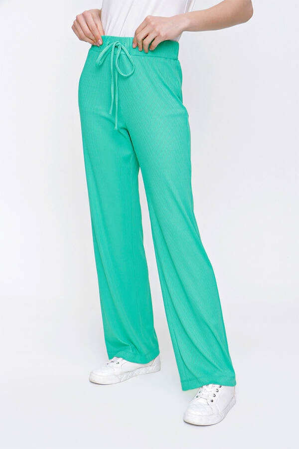 Yeşil Fitilli Örme Pantolon - 4