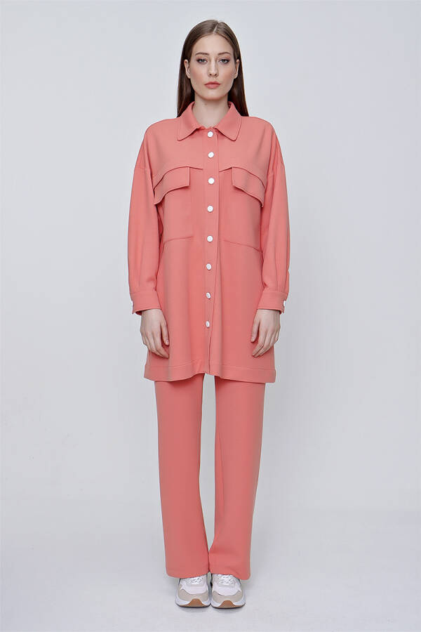 Turuncu Spor Örme Kumaş Beli Lastikli Pantolon - 1