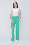 Yeşil Spor Örme Kumaş Beli Lastikli Pantolon - 2