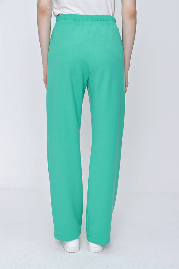 Yeşil Spor Örme Kumaş Beli Lastikli Pantolon - 6