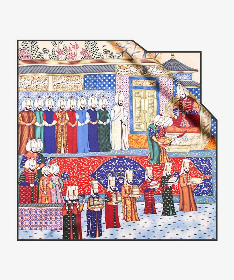 Renkli 90X90 Aker İpek Pano Eşarp - Aker