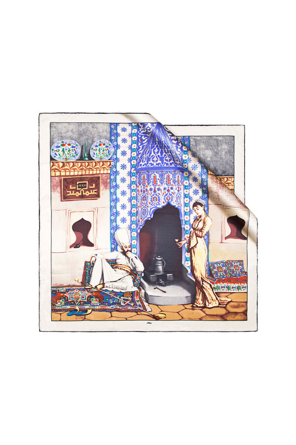 Renkli 90X90 Aker İpek Pano Eşarp - Aker