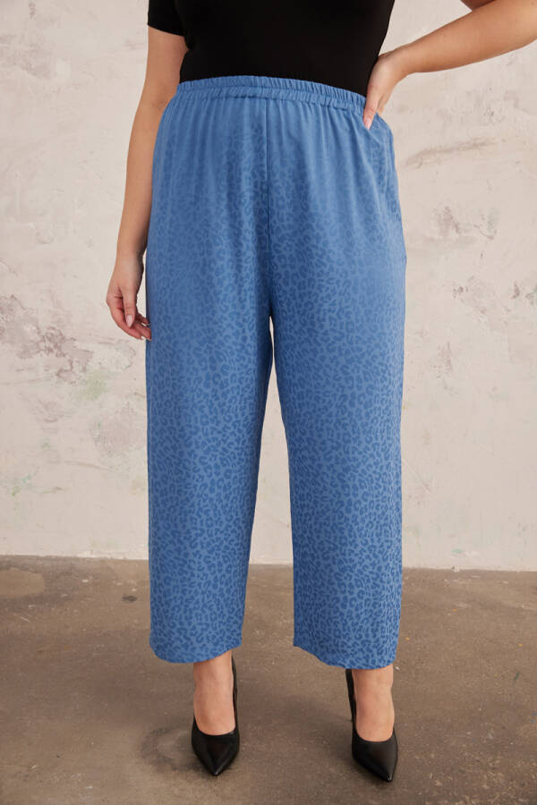 İndigo Jakarlı Leopar Rahat Kesim Pantolon - 2