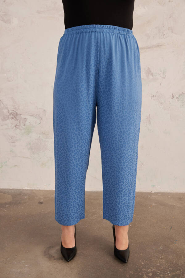 İndigo Jakarlı Leopar Rahat Kesim Pantolon - 3