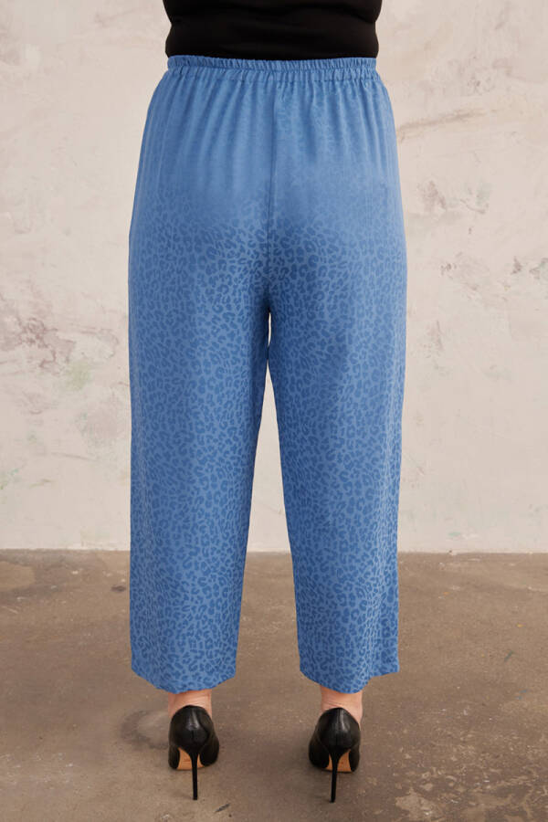 İndigo Jakarlı Leopar Rahat Kesim Pantolon - 5