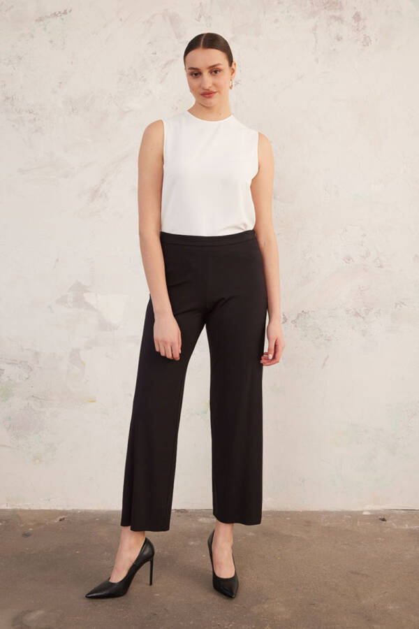 Siyah Rahat Kesim Pantolon - 5