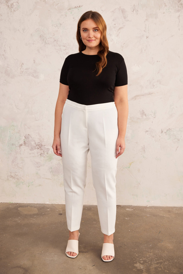 Ekru Lastik Detaylı Gabardin Pantolon - 1