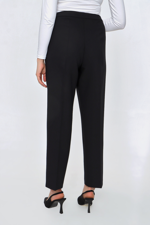 Siyah Lastik Detaylı Gabardin Pantolon - 5