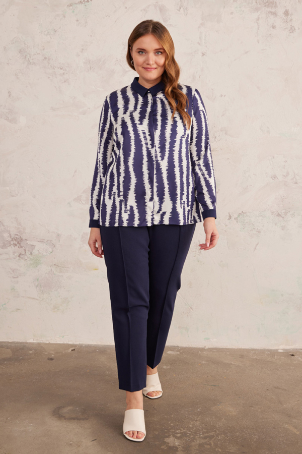 Lacivert Beli Lastikli Pantolon - 1