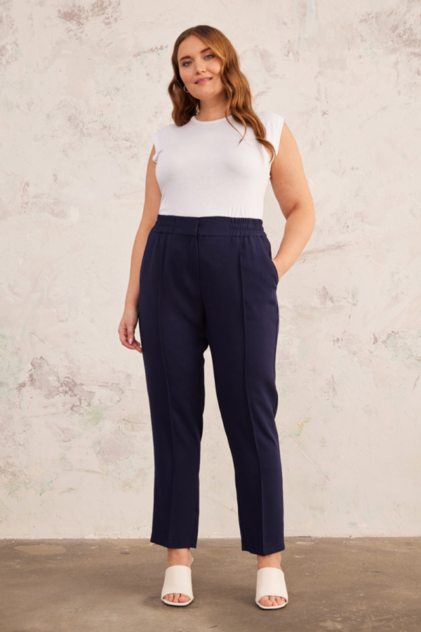 Lacivert Beli Lastikli Pantolon - 5