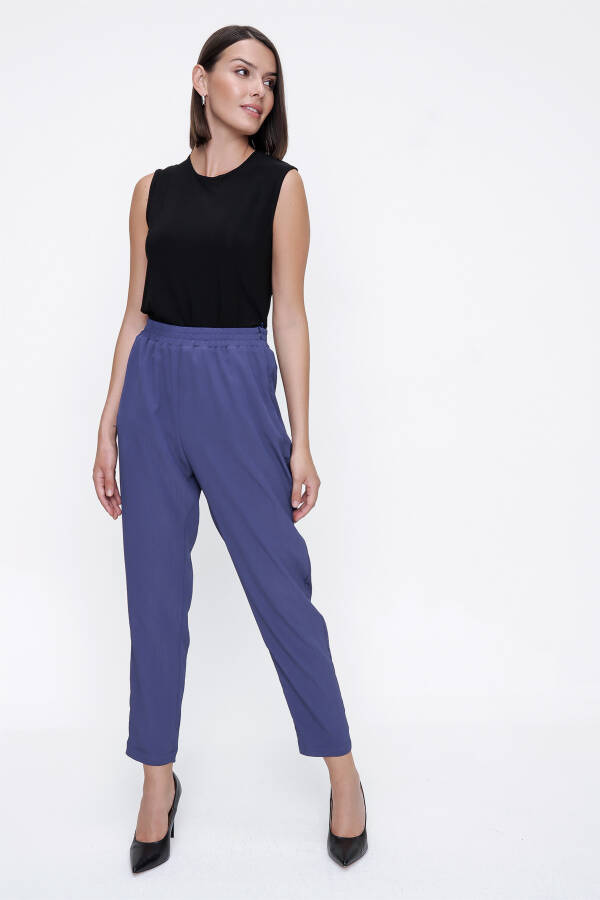 Mavi Bürümcük Kumaş Rahat Kesim Pantolon - 2