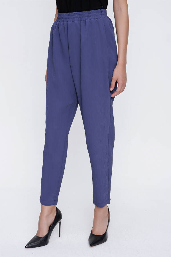 Mavi Bürümcük Kumaş Rahat Kesim Pantolon - 6