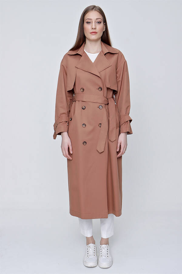 Kahverengi Rüzgarlık Detaylı Trençkot - 1