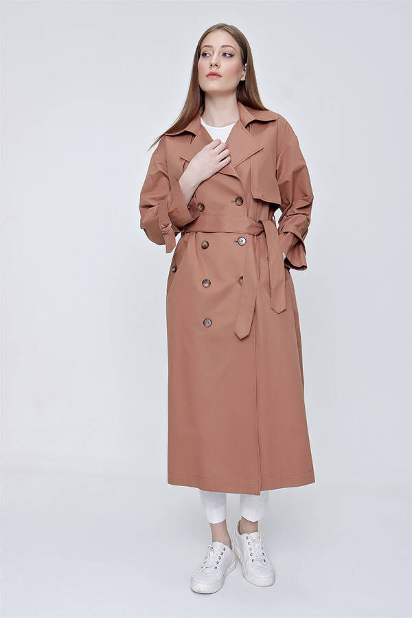 Kahverengi Rüzgarlık Detaylı Trençkot - 2