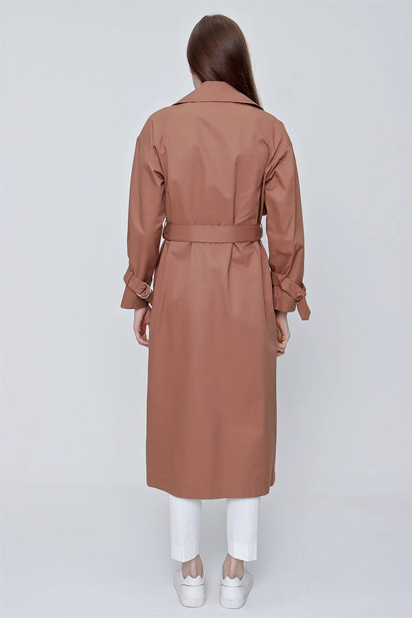 Kahverengi Rüzgarlık Detaylı Trençkot - 5