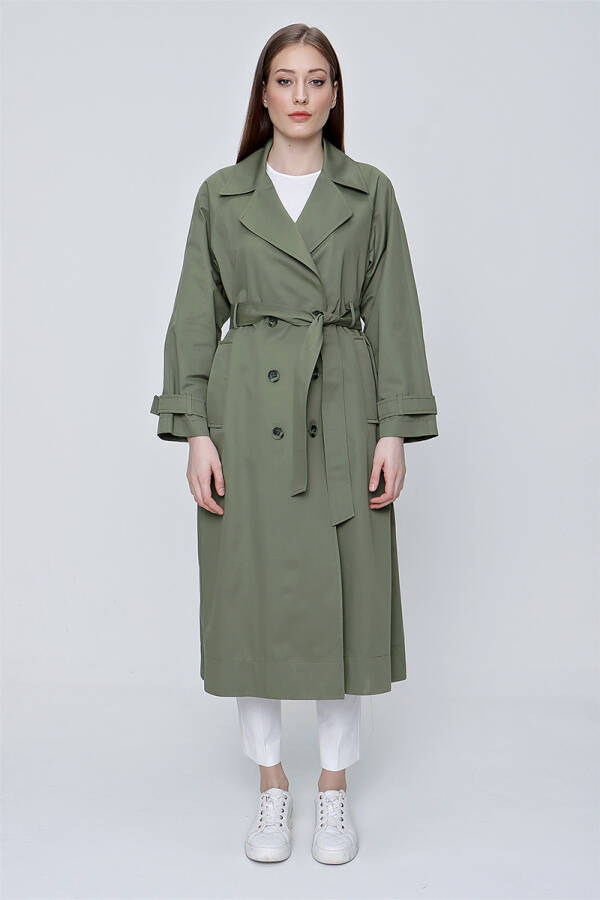 Yeşil Kruvaze Kapama Klasik Trençkot - 1