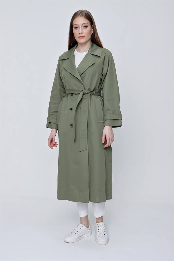 Yeşil Kruvaze Kapama Klasik Trençkot - 2