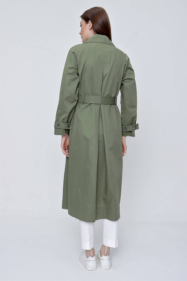 Yeşil Kruvaze Kapama Klasik Trençkot - 6
