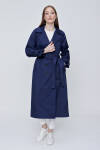 Lacivert Kruvaze Kapama Klasik Trençkot - 2