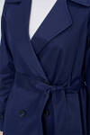 Lacivert Kruvaze Kapama Klasik Trençkot - 5