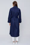 Lacivert Kruvaze Kapama Klasik Trençkot - 6