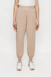 Bej Paça ve Bel Lastik Detaylı Örme Pantolon - 3