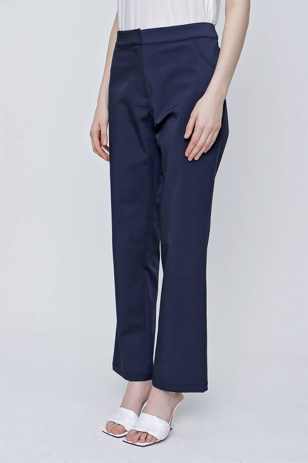 Lacivert Pamuk Gabardin Kumaş Beş Cepli Pantolon - 4