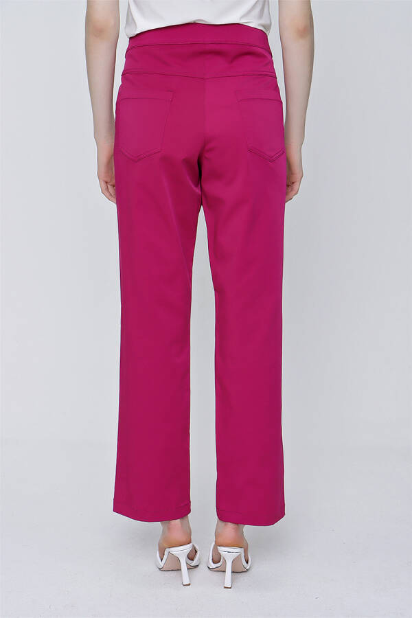 Fuşya Pamuk Gabardin Kumaş Beş Cepli Pantolon - 6