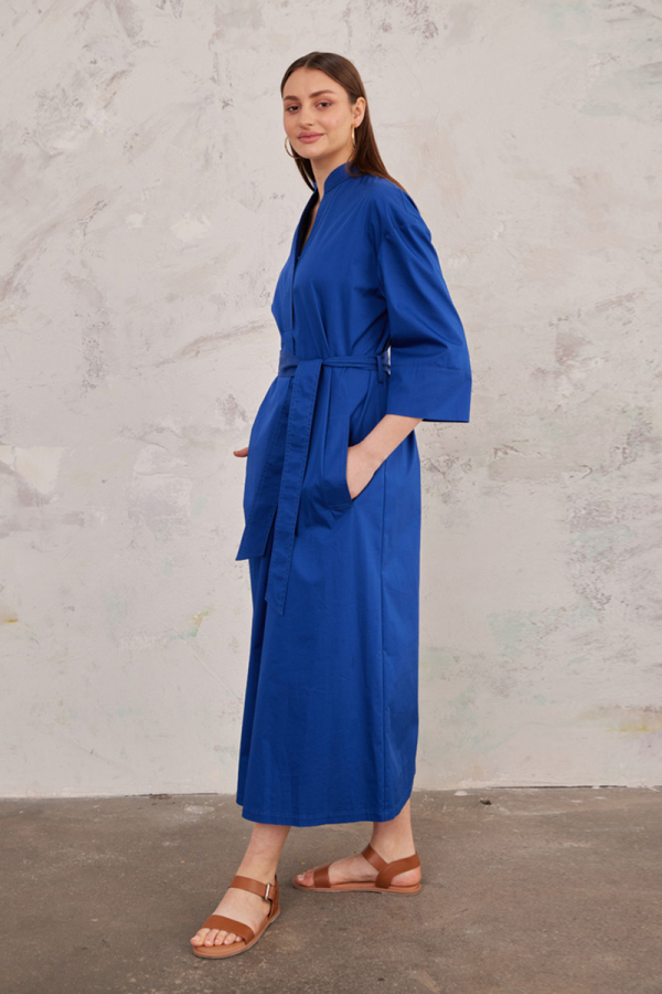 Lacivert Cotton Gömlek Elbise - 3