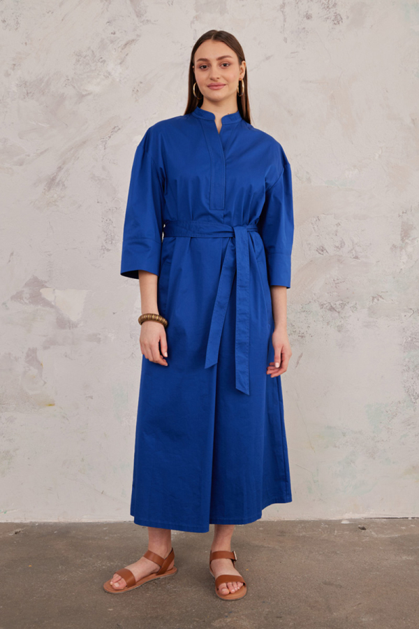 Lacivert Cotton Gömlek Elbise - 5