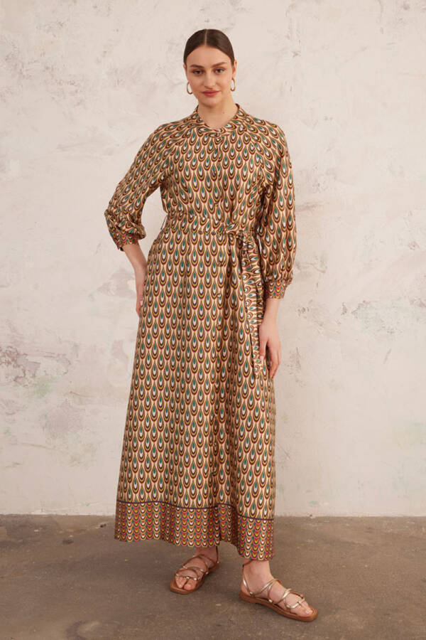 Yeşil Desenli Tunik Elbise - 4