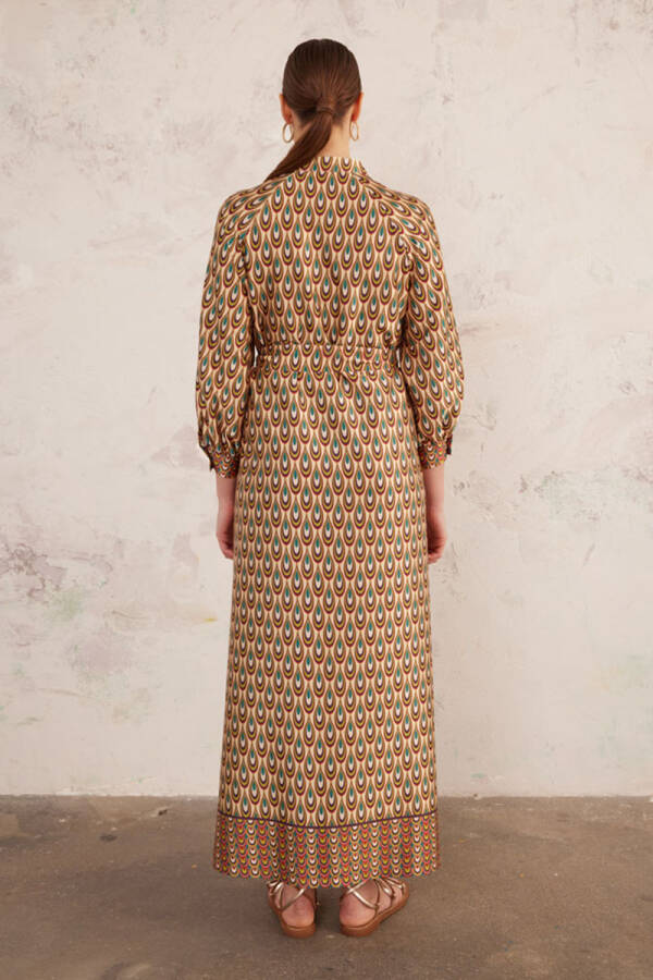 Yeşil Desenli Tunik Elbise - 7