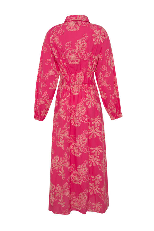 Pembe Nakış İşlemeli Elbise - 2