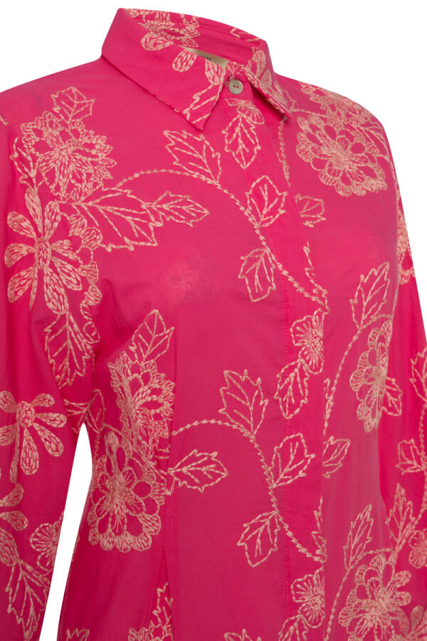 Pembe Nakış İşlemeli Elbise - 3