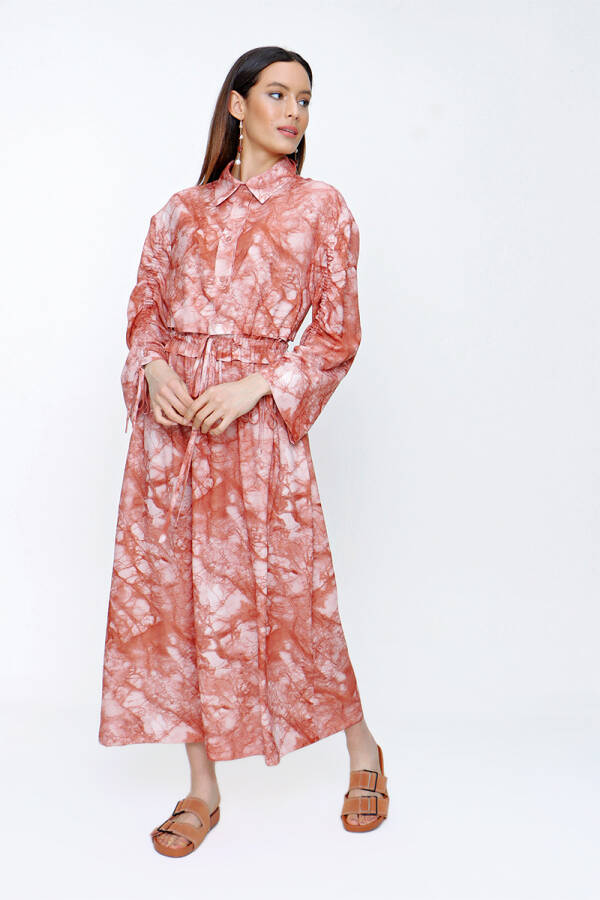 Tarçın Batik Desen Kolları Tünelli Elbise - 2