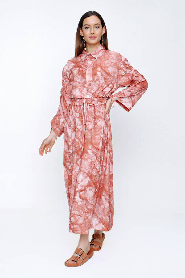 Tarçın Batik Desen Kolları Tünelli Elbise - 3