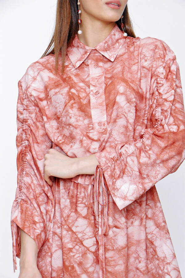 Tarçın Batik Desen Kolları Tünelli Elbise - 4