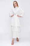 Taş Kemeri İşlemeli Katlı Etek Detaylı Elbise - 1