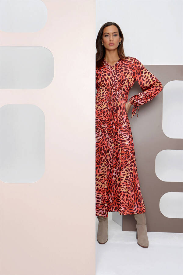 Taba Leopar Desen Elbise - 1