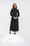Siyah İnci Detaylı Elbise - 1
